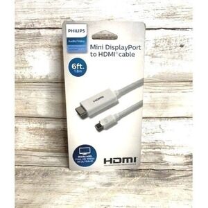 Philips Mini DisplayPort To‎ HDMI Cable 6 Ft / 1.8m For Full HD 1080p & 4K Ultra